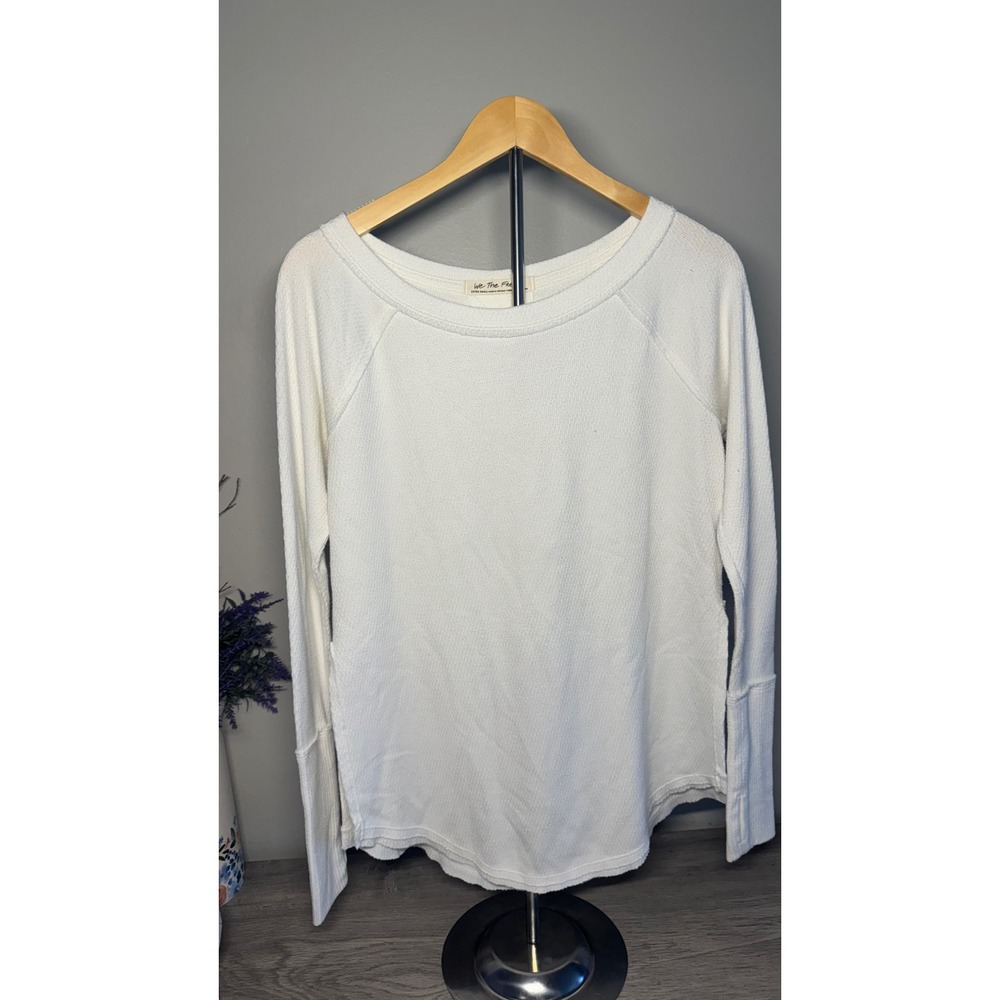 We The Free Free People Cream Waffle Knit Thermal Top Thumbhole XS